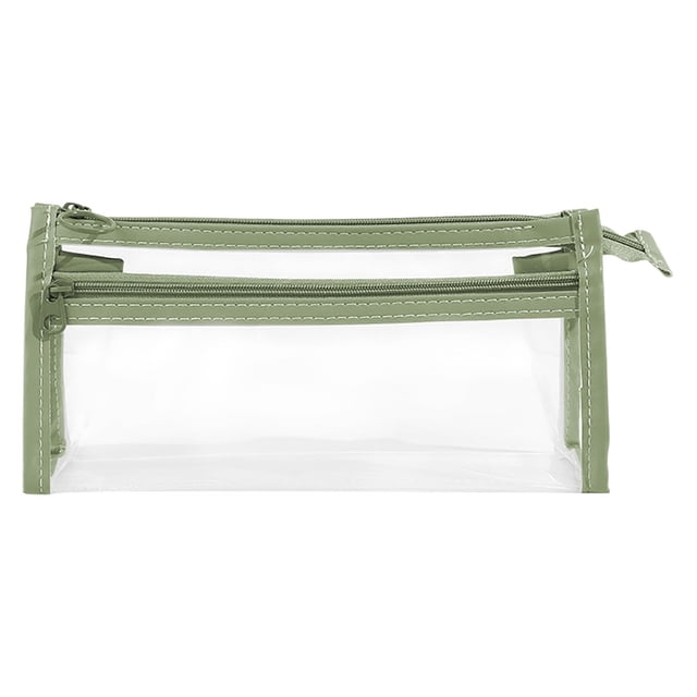Sacs de Rangement avec Fermeture Éclair, Double Couche Transparente Sac à Stylos Triangulaire Transparent Grande Capacité Compartiment Sac de Rangement pour Étudiants Sac de Papeterie, Grands Sacs de Rangement