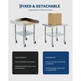 thumbnail image 4 of Heavy Duty Stainless Steel Commercial Work Table – Removable 3-Sided Rim, Adjustable Undershelf, 4 Locking Wheels, Utility Prep Station for Restaurant, Kitchen, Garage, Bakery – 24x24 Inches, 4 of 8