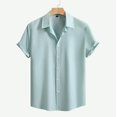 thumbnail image 2 of Kaemgyyd Button down Shirt for Men Plus Size Short Sleeve Lapel Summer Vacation Wedding Tops Breathable Solid Color Work Tee, 2 of 7