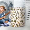 thumbnail image 4 of Patterned Linen Laundry Hamper for Bedroom or Bathroom Large Open Top Durable Breathable Fabric Storage Solution for Clothes no Lid, 4 of 5