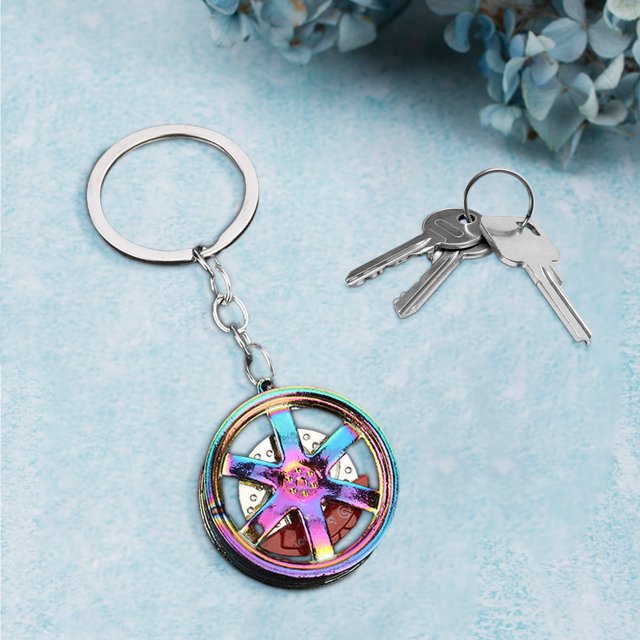Meitianfacai Male And Female Small Gift Pendants Car Keychain Alloy Car Wheel Keychain Tire Rim Keychain Car Parts Model Key Chains Car Keyring Pendant