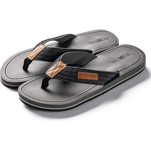 Roxoni Mens Thong Flip Flops Beach/Pool Outdoor Sandals Navy 25