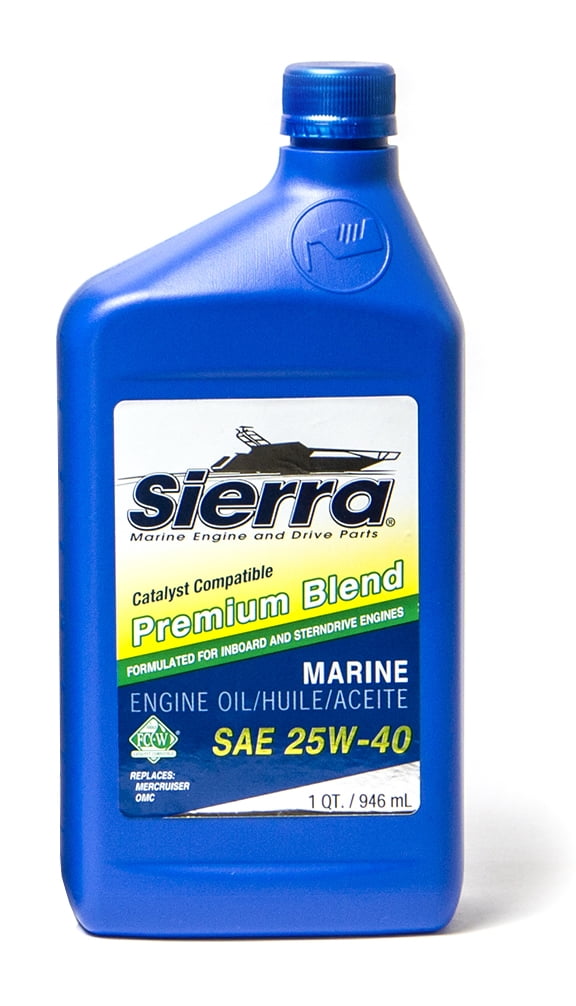 Sierra Marine Oil 18-9400CAT-2 Marine Series; SAE 25W-40; Premium Blend 4-Stroke Catalyst Engine Oil; 1 Quart Bottle; Single; NMMA FC-W Certified