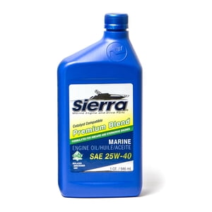 Sierra Marine Oil 18-9400CAT-2 Marine Series; SAE 25W-40; Premium Blend 4-Stroke Catalyst Engine Oil; 1 Quart Bottle; Single; NMMA FC-W Certified