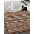 thumbnail image 2 of Ahgly Tapis Rond Abstrait Marron Rouge pour Intérieur, 7 Pieds Rond, 2 of 6