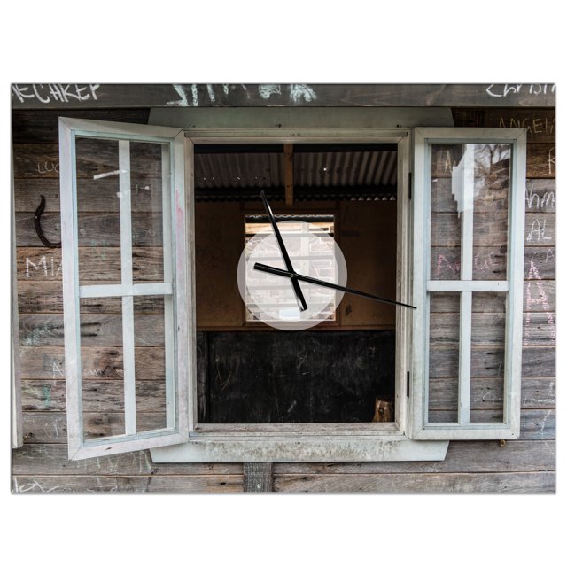 DesignArt Wooden Walls and Windows Large Wall Clock