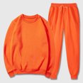 thumbnail image 4 of Weiqiqre Sweat Suits for Men Solid Color Loose Fit Basic Pullover Round Neck Sweatshirt Sport Jogging Suits, 4 of 7