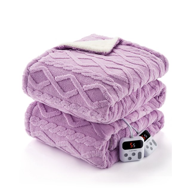 Electric Heated Throw Blanket - 10 Adjustable Heat Levels, 10-Hour Timer, ETL Certified, Portable, Washable, Fast Heating - 50x60 inches