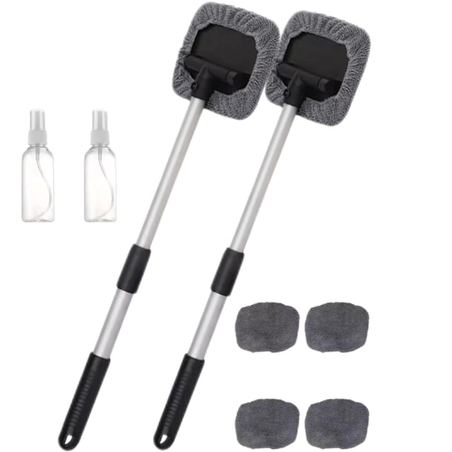 Windshield Window Cleaner Tool Windshield Wow Magnetic Car Window Cleaner Expandable Car Window Cleaner with Reusable Microfiber Pads and Spray Bottles