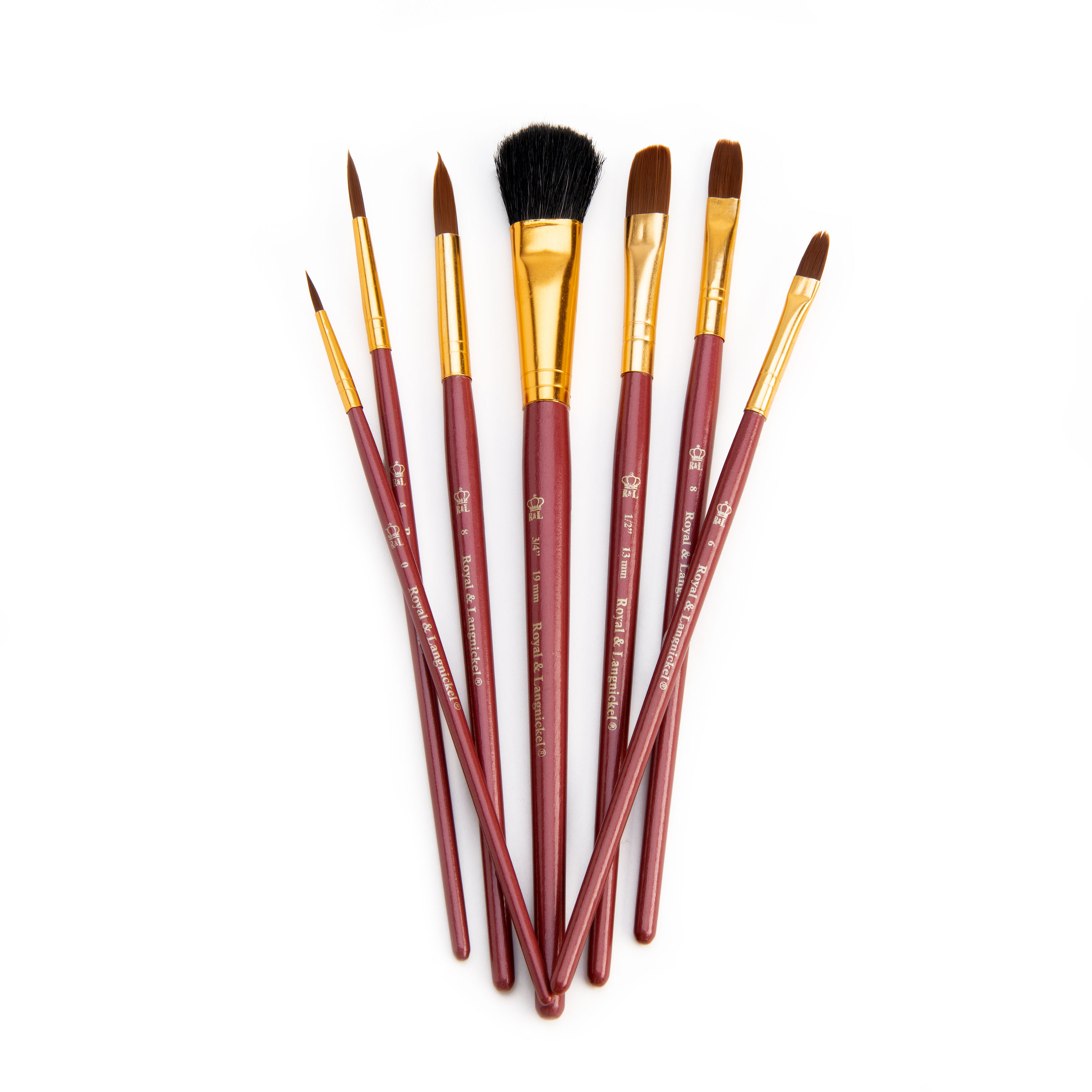 Royal & Langnickel - Ensemble de 7 pinceaux aquarelle Talkon marron | WAL-RSET-9192 |