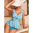 thumbnail image 4 of Charmo Tankini à Encolure en V pour Femmes, Épaules à Volants, Floral, Bretelles Ajustables, Maillots de Bain Deux Pièces, 4 of 6