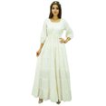 thumbnail image 1 of Bimba Robe Maxi d'Été en Coton à Manches 3/4 pour Femme, Taille à Cordon, 1 of 8