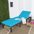 thumbnail image 2 of Costway Chaise Longue Inclinable d'Extérieur en Rotin Réglable avec Coussin pour Patio Turquoise, 2 of 10