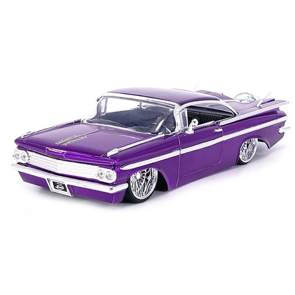 1959 Chevrolet Impala Lowrider Candy Purple with DUB Wire Wheels "Street Low" Series 1/24 Diecast Model Car by Jada