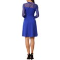 thumbnail image 3 of INSPIRE CHIC Robe Patineuse de Fête pour Femme en Maille Transparente à Manches Transparentes avec Cœurs S Bleu Royal à Pois, 3 of 6