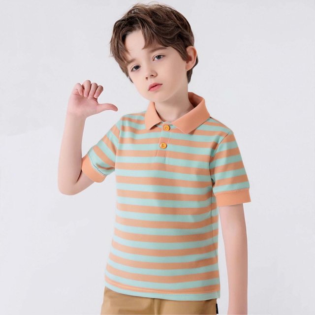 Chandail Polo pour Tout-Petits Garçons à Rayures Chemises d'Uniforme pour Garçons Chemises de Rugby Polo à Manches Courtes Garçons 3-4 Ans Tenue pour Garçons