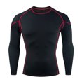 thumbnail image 1 of RXIRUCGD T-Shirt Blouse à Col Rond Long pour Homme, Couleur Unie, Ajusté, Haute Résilience, Chandail d'Entraînement, Rouge, Taille : L, 1 of 3