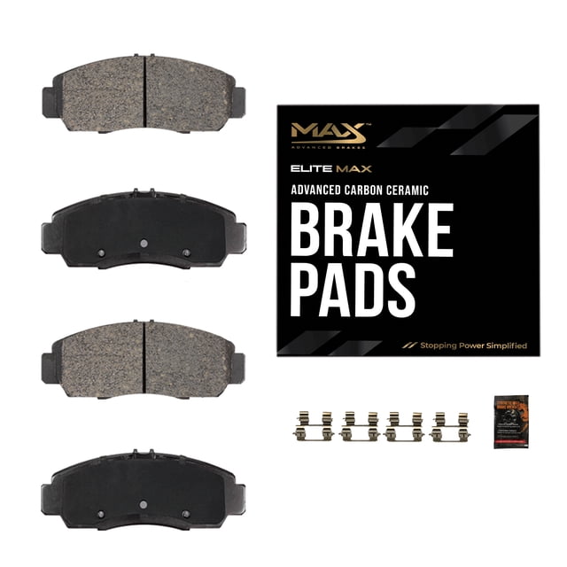 Max Advanced Brakes EliteMAX Front Brake Pads for 2011-2021 Jeep Grand Cherokee, Carbon Ceramic Front Brake Pads, Hardware Included, Demanding Driving, Fade Resistant