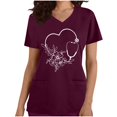 thumbnail image 2 of SuoKom Sarraus pour Femmes Vêtements de Travail Haut à Col en V Doux Extensible Manches Courtes T-Shirts Graphiques pour Femmes Hauts pour Femmes, 2 of 4