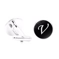 thumbnail image 1 of pitrice 1 Pair Men's Letter Cufflink Wedding Formal Initial Alphabet Stainless Steel Cufflink, Letter V, 1 of 6