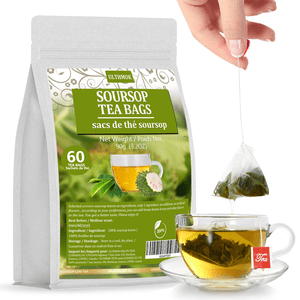 ULTHMOK 60 Sacs à thé Sourop, fabriqués avec 100% Feuilles de graviola pures, thé Hoja Guanabana, aucun additif