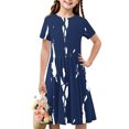 thumbnail image 1 of Liquidation Aujourd'hui Iumwxz Robe Décontractée Trapèze Robe Tunique pour Adolescentes Robe Col Rond Imprimé à Rayures Manches Courtes Robes pour Adolescentes Robe Confortable pour Aller à l'École 4-14 Ans, 1 of 7
