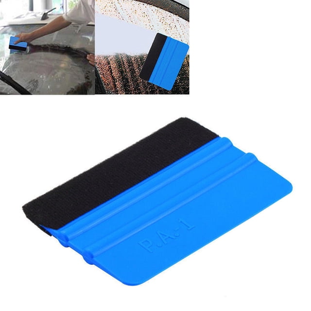Oleegame 1PC Cleaning Brush Blue Plastic Felt Edge Squeegee Car Vinyl Wrap Application Tool Scraper Decal Blue