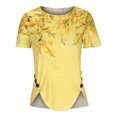 thumbnail image 4 of DPTALR T-shirt Imprimé Ample pour Femmes Boutons Manches Courtes Blouse Col Rond Hauts Décontractés, 4 of 6