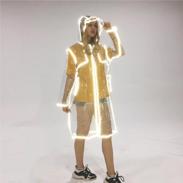 Imperméable Réfléchissant en EVA Respirant pour Adulte, Cyclisme, Voyage, Randonnée, Long Imperméable Transparent et Lumineux à Bord Élargi pour la Pêche, le Camping, l'Extérieur