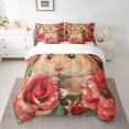thumbnail image 2 of Ensemble Douillette 7 Pcs Cochon d'Inde Lit Double Tout-en-un, Ensembles de Literie Kawaii Cavy Draps de Lit Roses Rouges, Ensemble de Draps Animaux Sauvages Mignons avec Douillette, 2 of 6