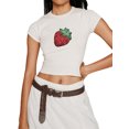 thumbnail image 1 of EYIIYE T-Shirts à Col Rond Aguichant pour Femmes, Manches Courtes, Hauts Courts, Blouses Mignonnes, Imprimé Fruit/grenouille, T-Shirts Ajustés, Mode Décontractée, Vêtements Mode Urbaine pour Adolescentes, Été, Quotidien, 1 of 4