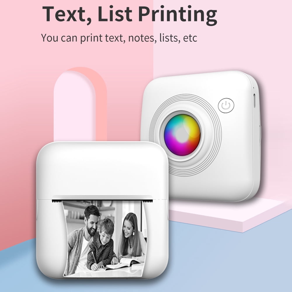 Portable Printer, 2 Inch 58mm Portable Printers  For Travel Small Printer with Breathing Colorful Lights For Accurate and Clear Photo Printing