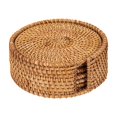 thumbnail image 1 of Ruiboury 6x Woven Coaster Set Natural Elegance For Table Setting Anti-scalding Braided Coasters For Drinks Style 1 Diameter 8cm, 1 of 6