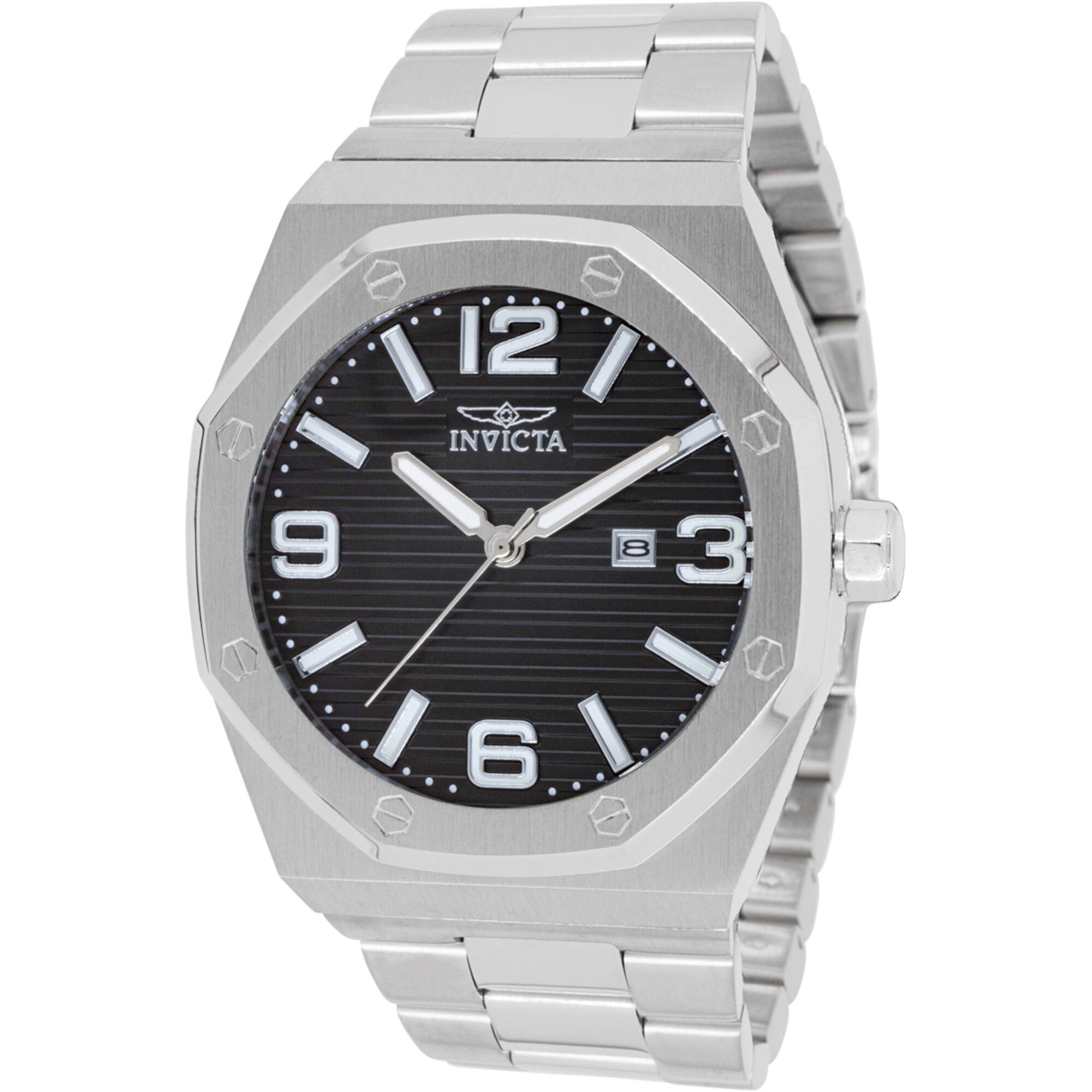 Invicta 45781 Men's Huracan Black Dial Silver Tone Bracelet Watch