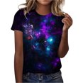 thumbnail image 2 of LUOGENLI T-shirts pour Femme pour Femmes T-Shirt à Col Rond pour Femme Étoile Mode Décontractée Imprimé Manches Courtes 4TG T-shirts pour Femmes T-shirts Graphiques T-shirts de la Saint-Patrick pour Femmes T-shirts Graphiques Vintage Pâques Violet G, 2 of 5