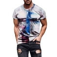 thumbnail image 1 of EGNMCR T-Shirts à Manches Courtes pour Hommes Été Décontracté Col Rond T-shirt, Mode de Rue pour Hommes Décontracté Imprimé Croix Col Rond Manches Courtes,, 1 of 1