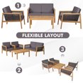 thumbnail image 4 of Gymax 4PCS Patio Acacia Wood Furniture Set PE Rattan Conversation Set w/ Grey Cushions, 4 of 10