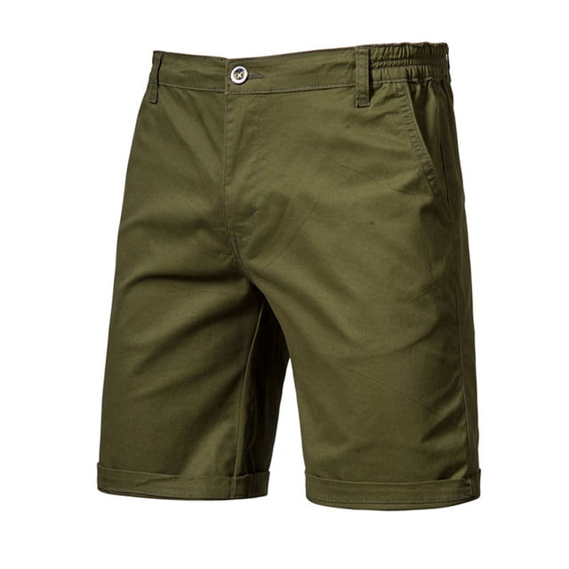 Yuzhih Summer Shorts for Men Slim Stretch Twill Flat Front Shorts Basic Solid Color Lounge Shorts with Pockets