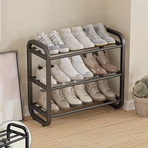 EGNMCR Raquette de chaussures 3 Layer Acier inoxydable Porte-chaussures autoportante adapté à l'entrée Space Dusts Proof Shoe Cabinet Dormitory Entrée Rangement Rack Rangement Shoe Rack Porte-chaussures en acier inoxydable