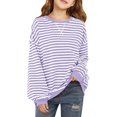 thumbnail image 1 of Cowsor Girls' Striped Long Sleeve Top – Round Neck (6-14Y), 1 of 7