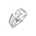 thumbnail image 4 of RYLOS Men's Rings Sterling Silver Ring Classic Solitaire 7X5MM Oval Shape Gemstone Designer Band Aquamarine March Birthstone Rings For Men Size 9, 4 of 5