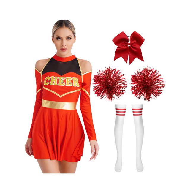 iiniim Uniforme Sportif de Cheerleading Classique de Lycée pour Femmes Cheerio Robe Fantaisie Rouge B S