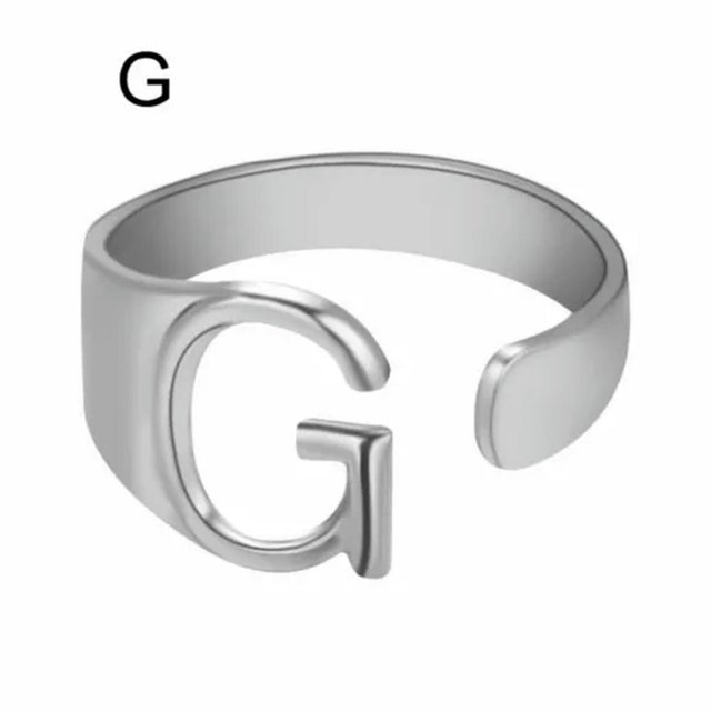 CUITING Fashion Adjustable Initial Alphabet Letter A-Z Ring Finger Rings Women Jewellery-Silver C