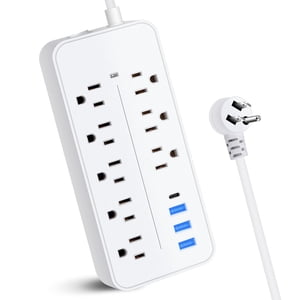 POINTERTECK Protecteur de bande de puissance avec 8 Sorties 4 USB Ports et 4 Cordon de puissance des pieds