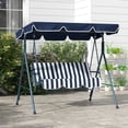 thumbnail image 2 of Outsunny 3-Seat Patio Swing Chair with Adjustable Canopy Blue and White, 2 of 10