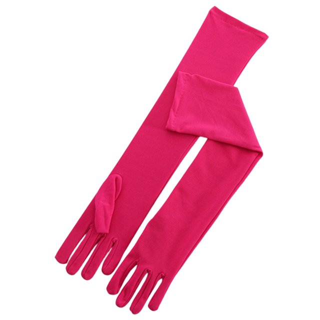 facefd 2pcs 45cm Multicolore Femmes Long Dîner Robe Gants Chaud Lait Dames Mitaines Gants Conduite Automne Festival Fête Rose Rouge