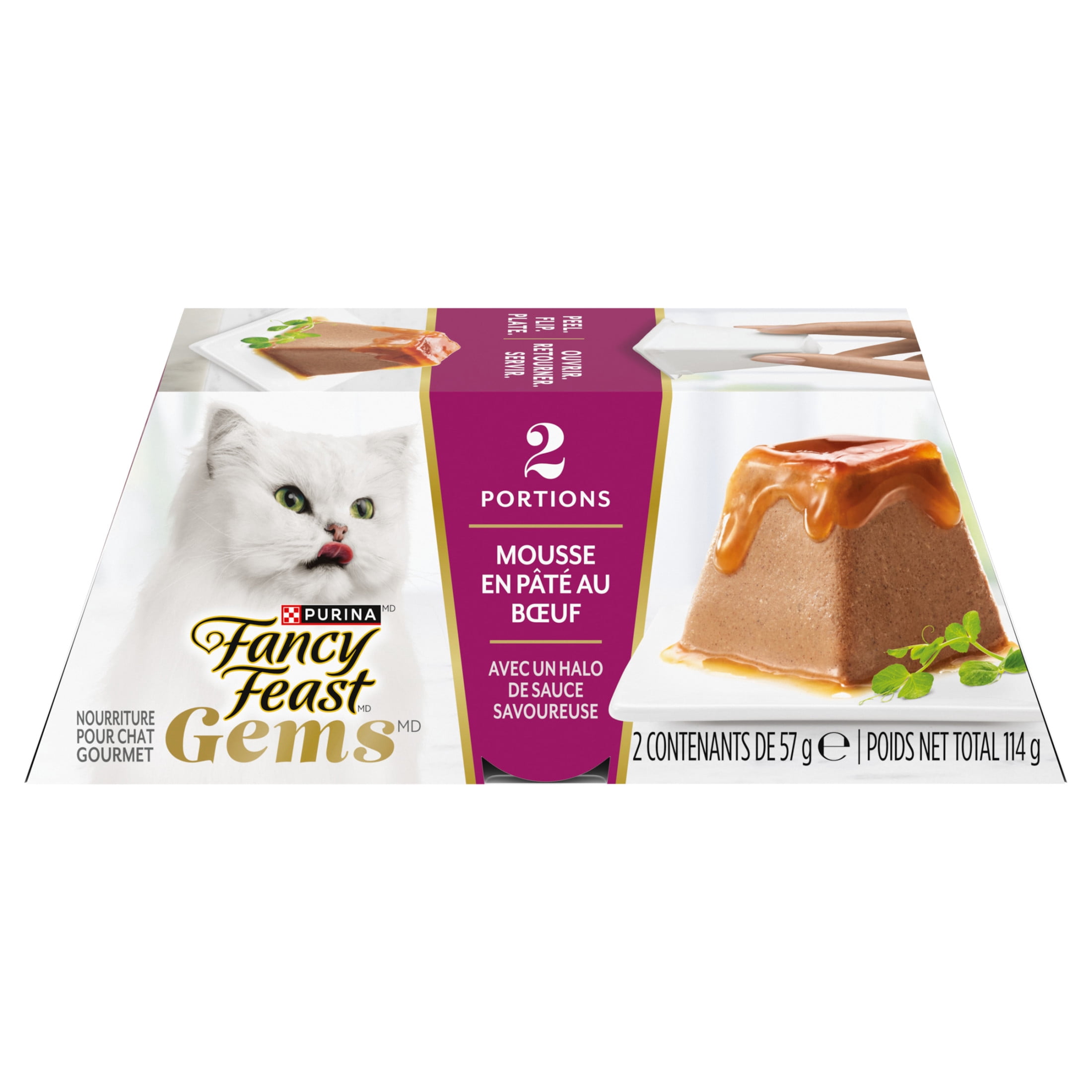 Fancy Feast Gems Mousse Paté with Beef, Wet Cat Food, 57 g x 2