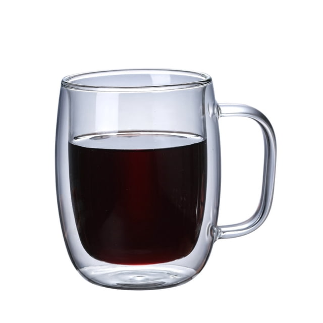 Gonnely Tasses à café en Verre à Double paroi, Tasses à Expresso, Tasses à café isolées avec poignée, Tasse en Verre, Tasse à café Transparente, Tasses à thé, Tasse à Cappuccino, Tasse à Latte(450ml)
