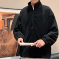 thumbnail image 2 of KIHOUT Sweatshirts Men's Fashion Fallow Half Zipper Solid Color Long Sleeve Carry Pockets High Collar Jacket BK/L5, 2 of 8