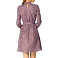 thumbnail image 3 of INSPIRE CHIC Robe à Manches Longues pour Femme, Florale, Évasée, à Nouer à la Taille, Col Smock, 3 of 6